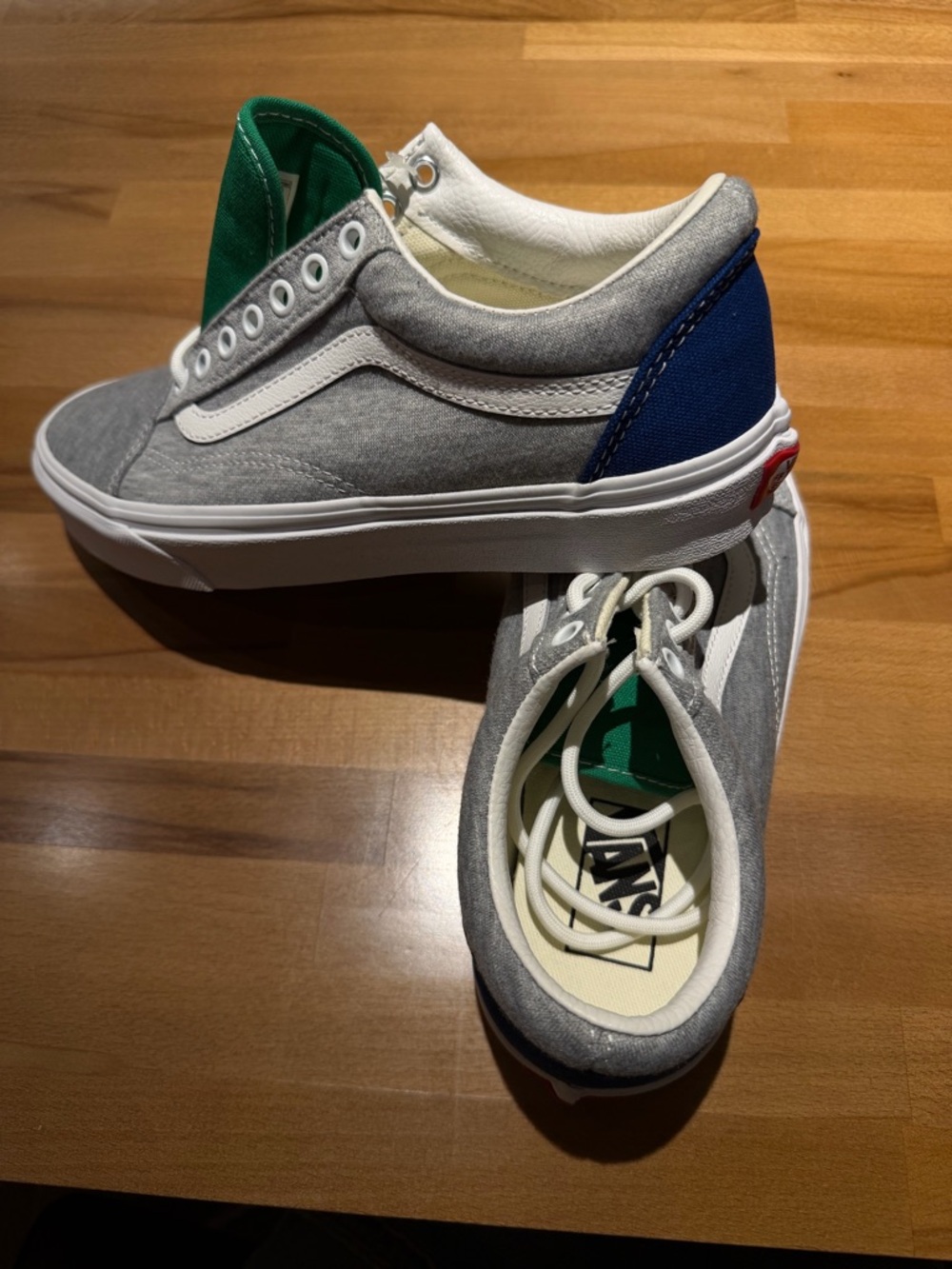 Vans Low Top Sneakers in Gray with Blue & Green Accents
